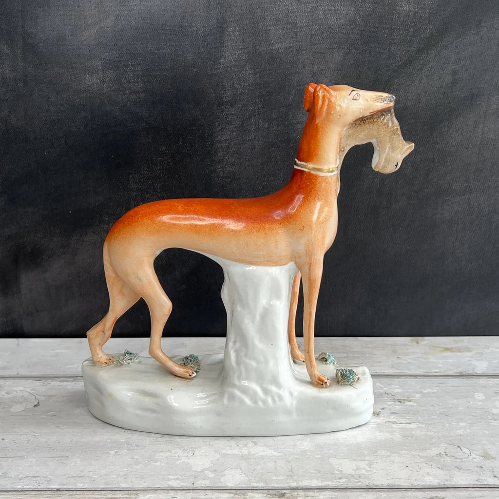 19th Century Pair Of Staffordshire Greyhound Whippet Dogs C 1870