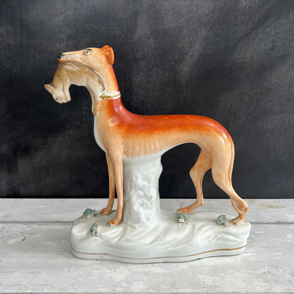 19th Century Pair Of Staffordshire Greyhound Whippet Dogs C 1870