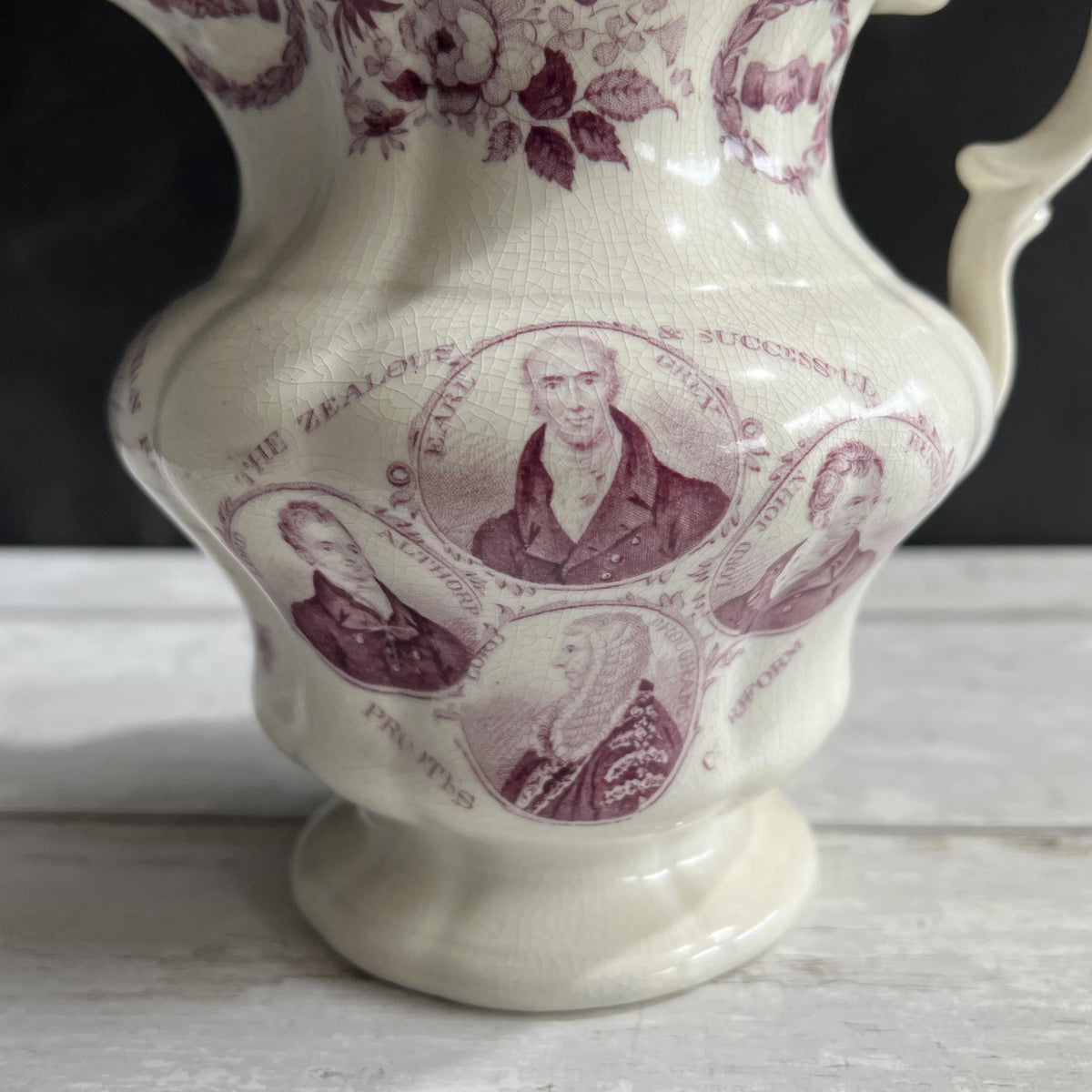 Antique Reform Jug British Political History Purple Transferware C 1832