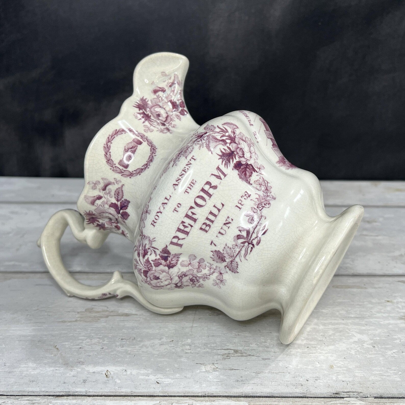 Antique Reform Jug British Political History Purple Transferware C 1832