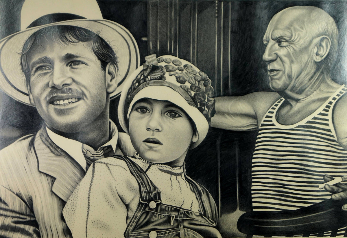 Eric Scott Graphite Drawing Picasso & Paper Moon Cast Framed