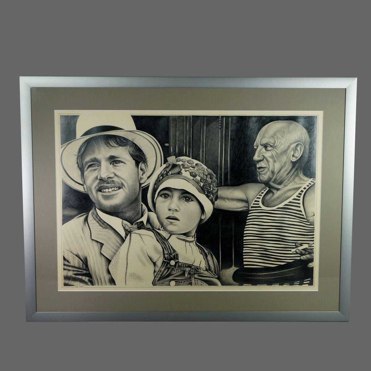 Eric Scott Graphite Drawing Picasso & Paper Moon Cast Framed