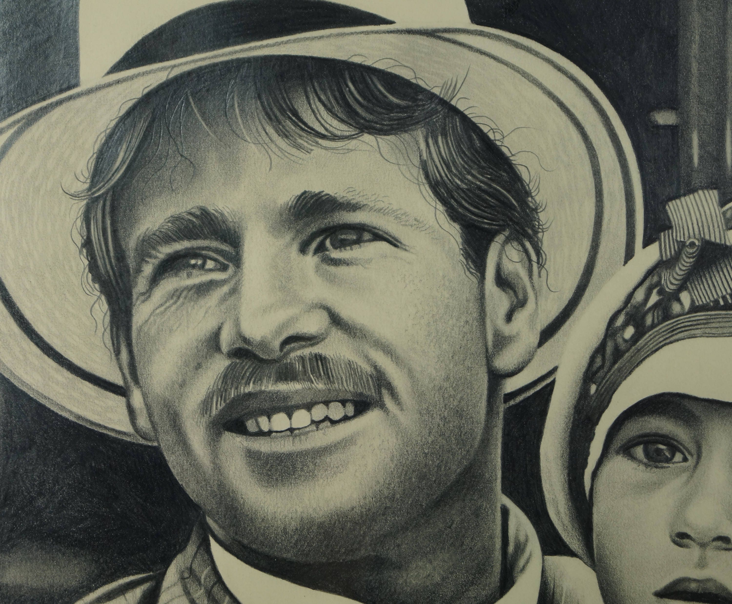 Eric Scott Graphite Drawing Picasso & Paper Moon Cast Framed