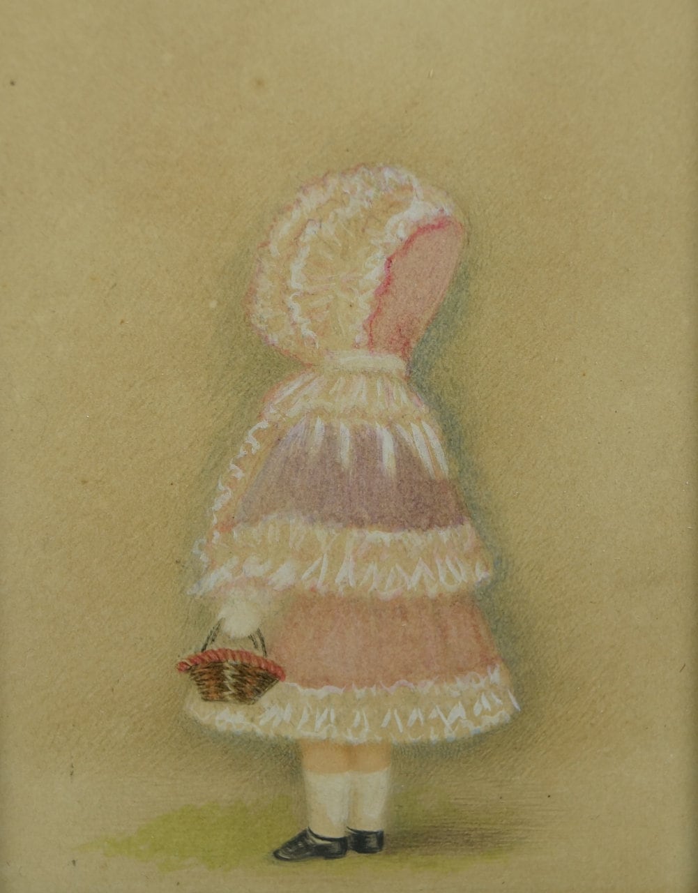 Antique English Portrait Miniature Painting of a Little Girl Circa 1880