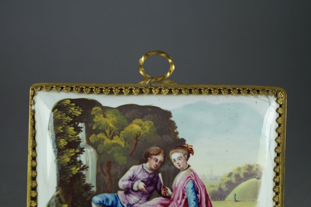 Antique 18th Century Miniature Battersea Bilston Enamel Plaque Picture Circa 1765