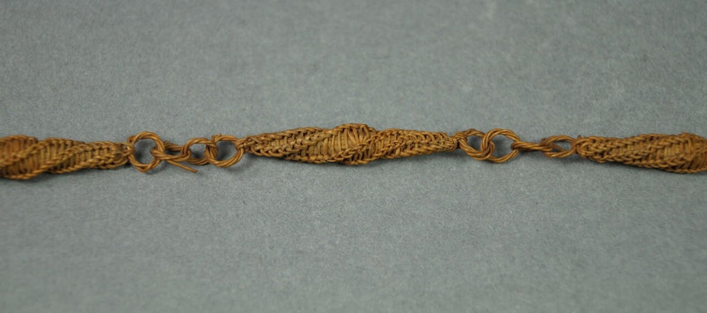 Antique Straw Work Valentine Pocket Watch Chain Woven Straw Love Token Fob Circa 1860