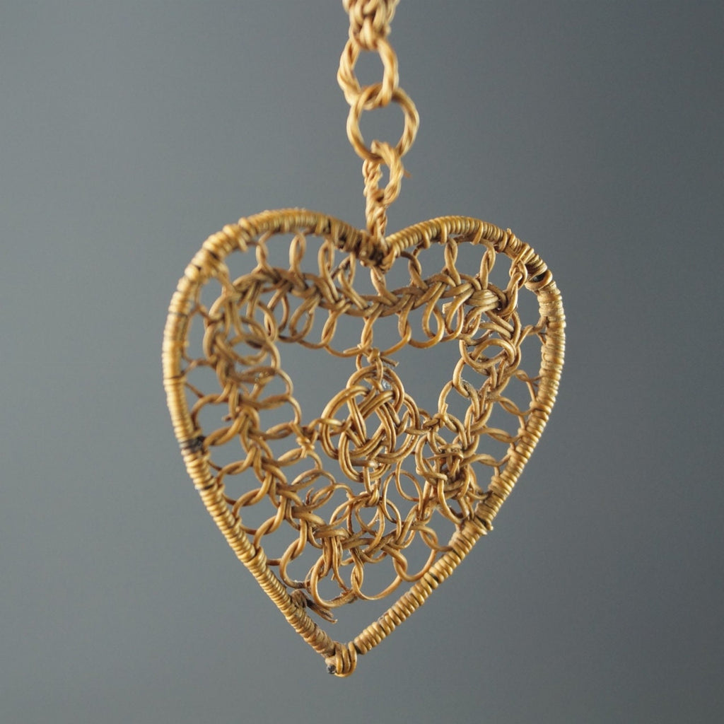 Antique Straw Work Valentine Pocket Watch Chain Woven Straw Love Token Fob Circa 1860