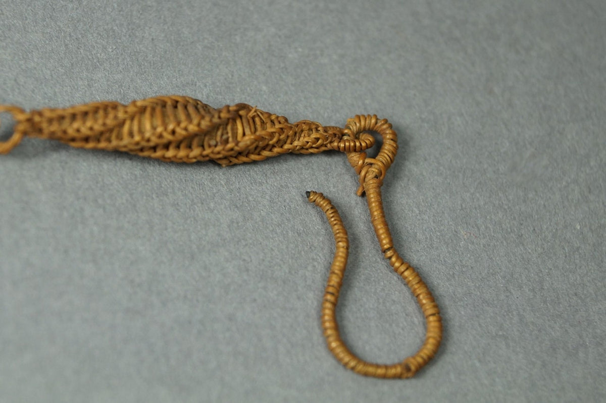 Antique Straw Work Valentine Pocket Watch Chain Woven Straw Love Token Fob Circa 1860
