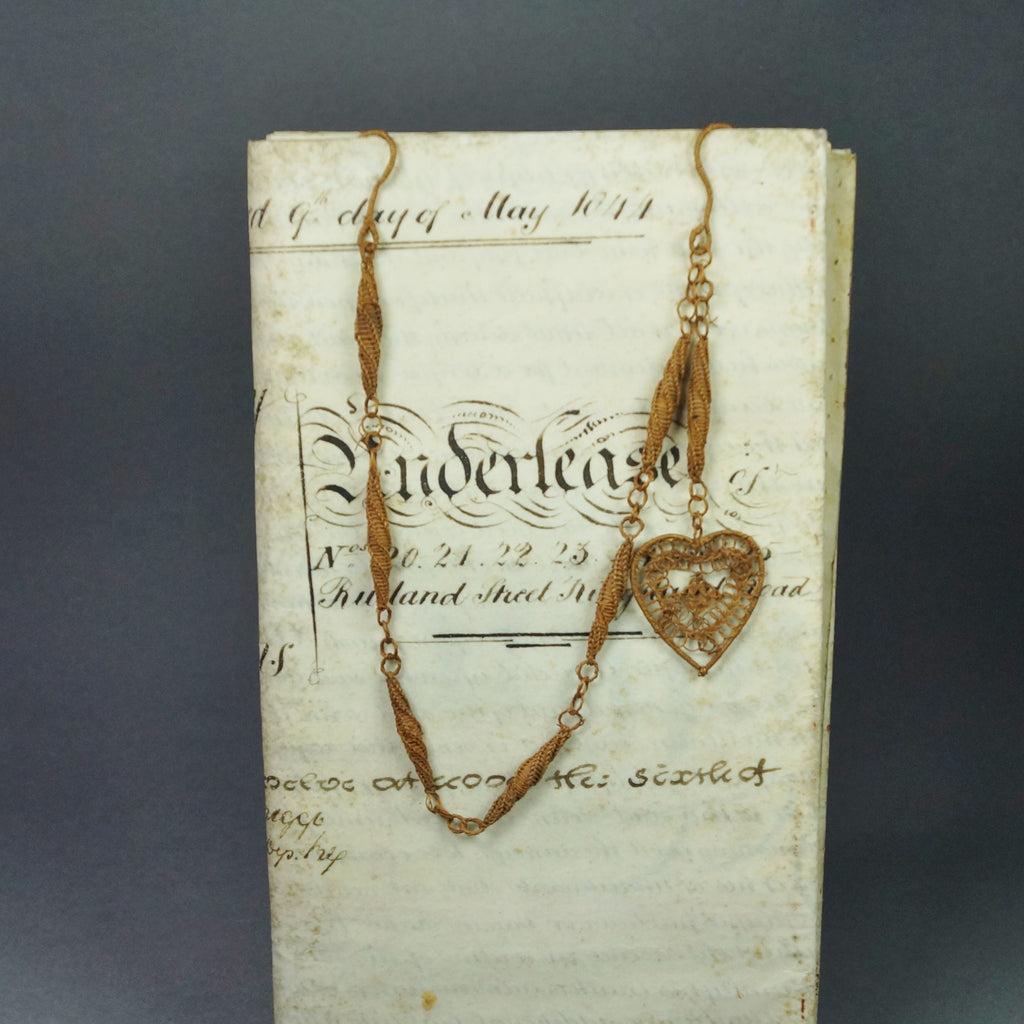 Antique Straw Work Valentine Pocket Watch Chain Woven Straw Love Token Fob Circa 1860