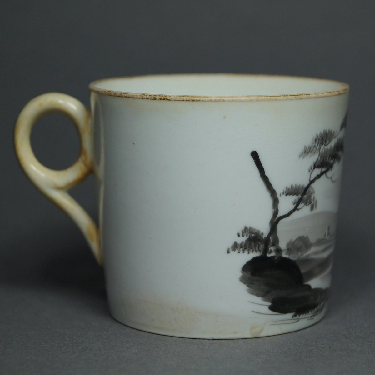 1810 Minton Porcelain Coffee Can English Regency En Grisaille Landscape
