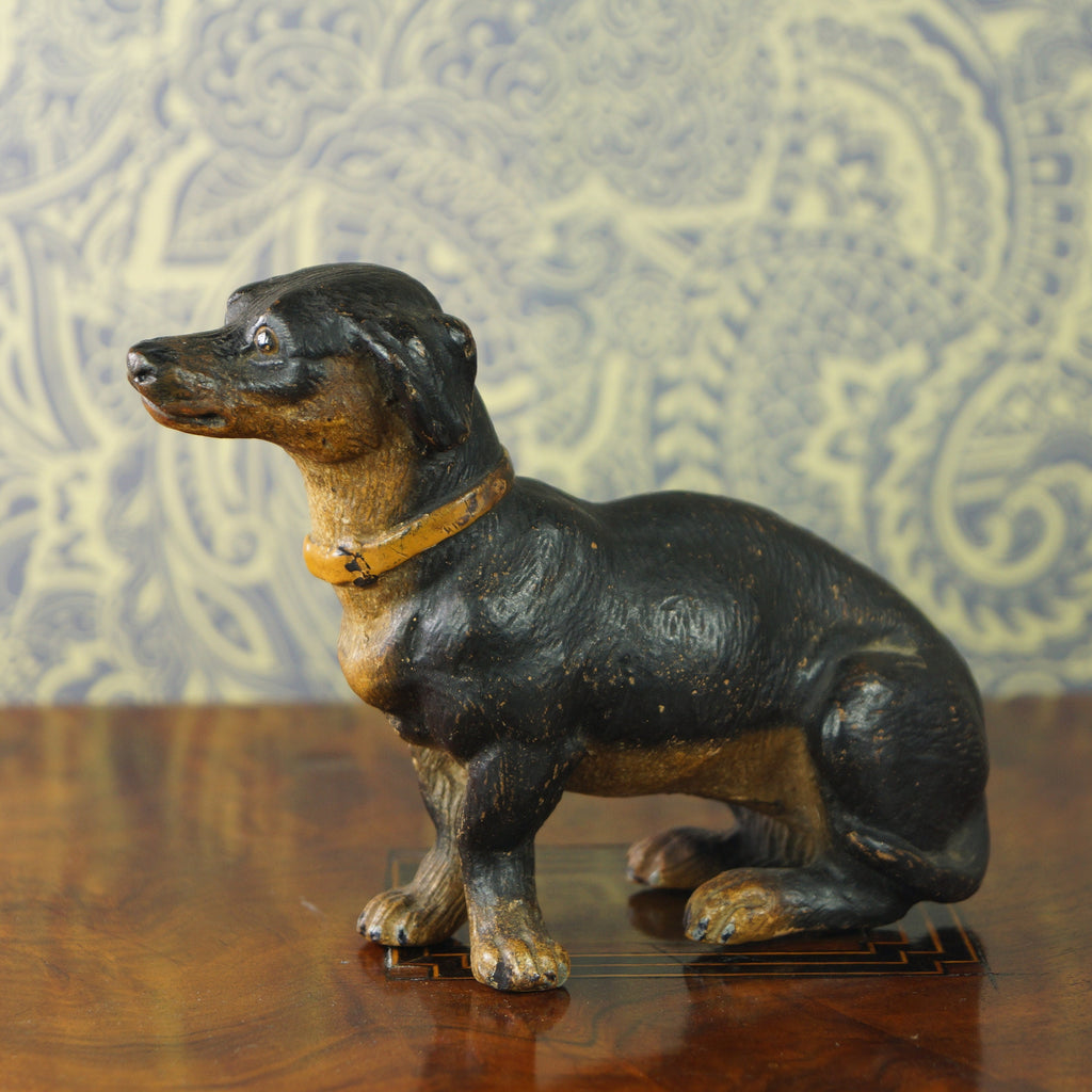 19th Century Miniature Austrian Terracotta Dog Dachshund Terrier Figure Circa 1880 AF
