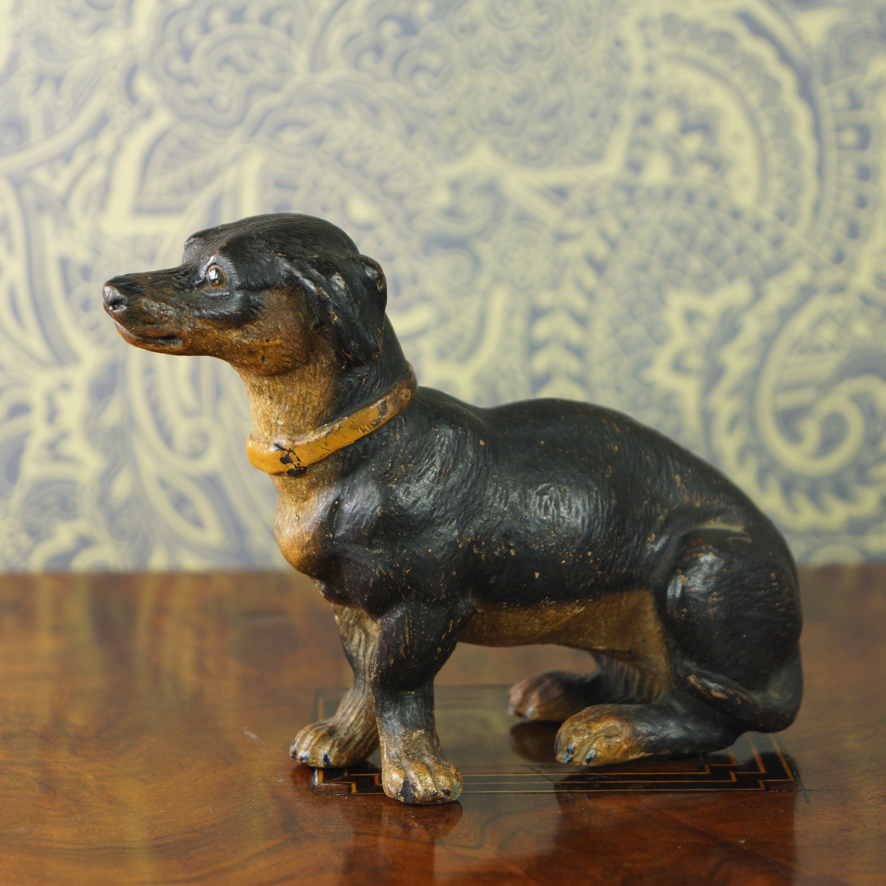 19th Century Miniature Austrian Terracotta Dog Dachshund Terrier Figure Circa 1880 AF