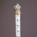 Antique Latticino Glass Dip Pen Victorian Era with Crown Finial