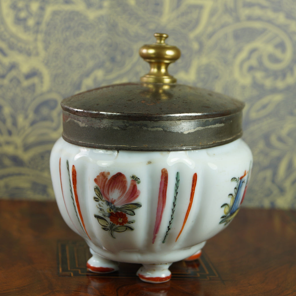 Make Do 18th Century Glass Sugar Box Sucrier Hand Enamelled Circa 1780