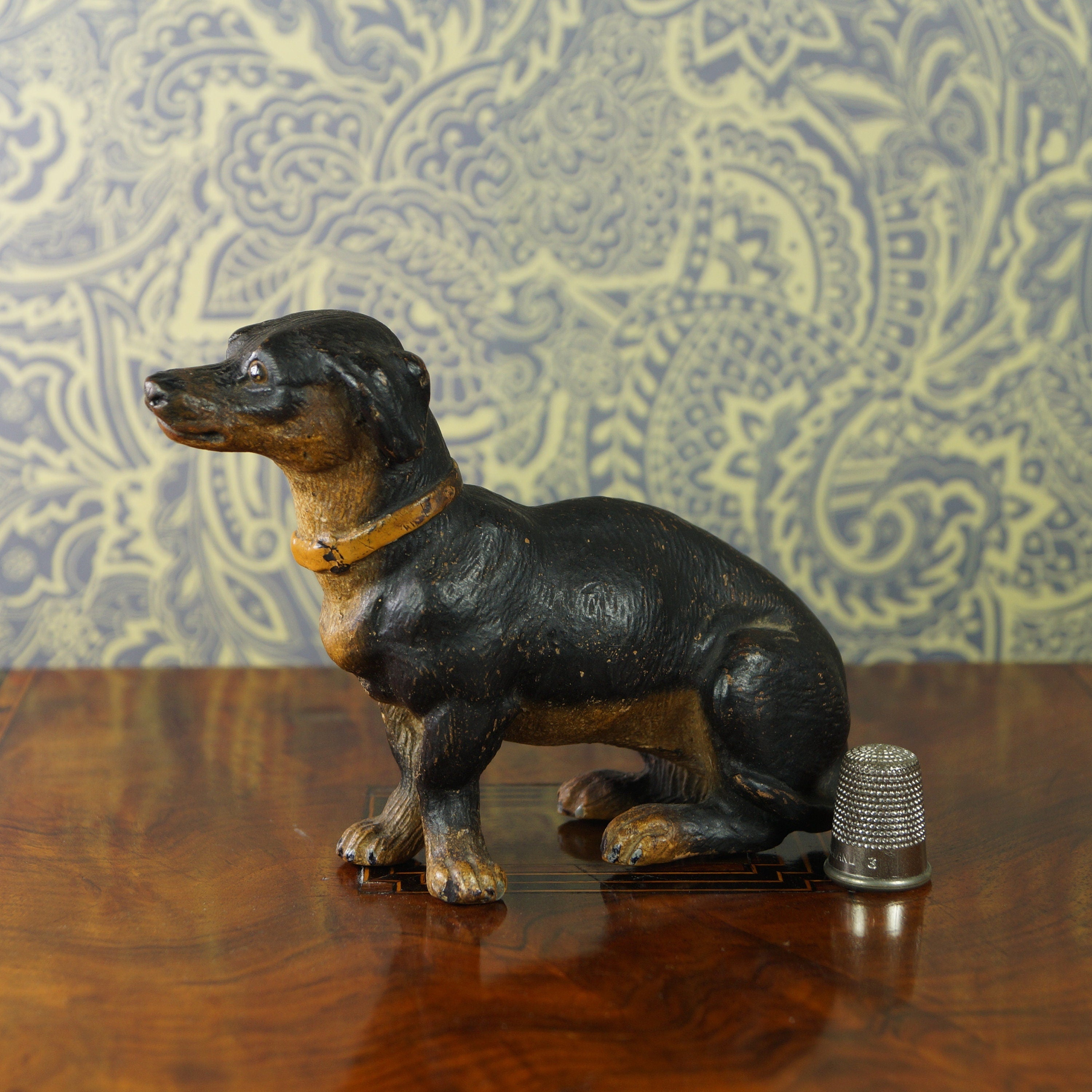 19th Century Miniature Austrian Terracotta Dog Dachshund Terrier Figure Circa 1880 AF