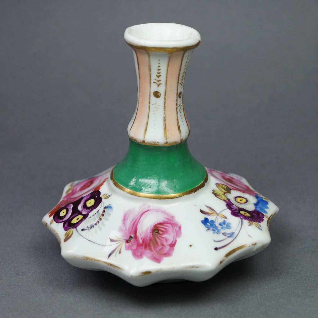 Regency Miniature Porcelain Scent Bottle/ Bud Vase Hand painted Floral Octagonal C 1815 AF