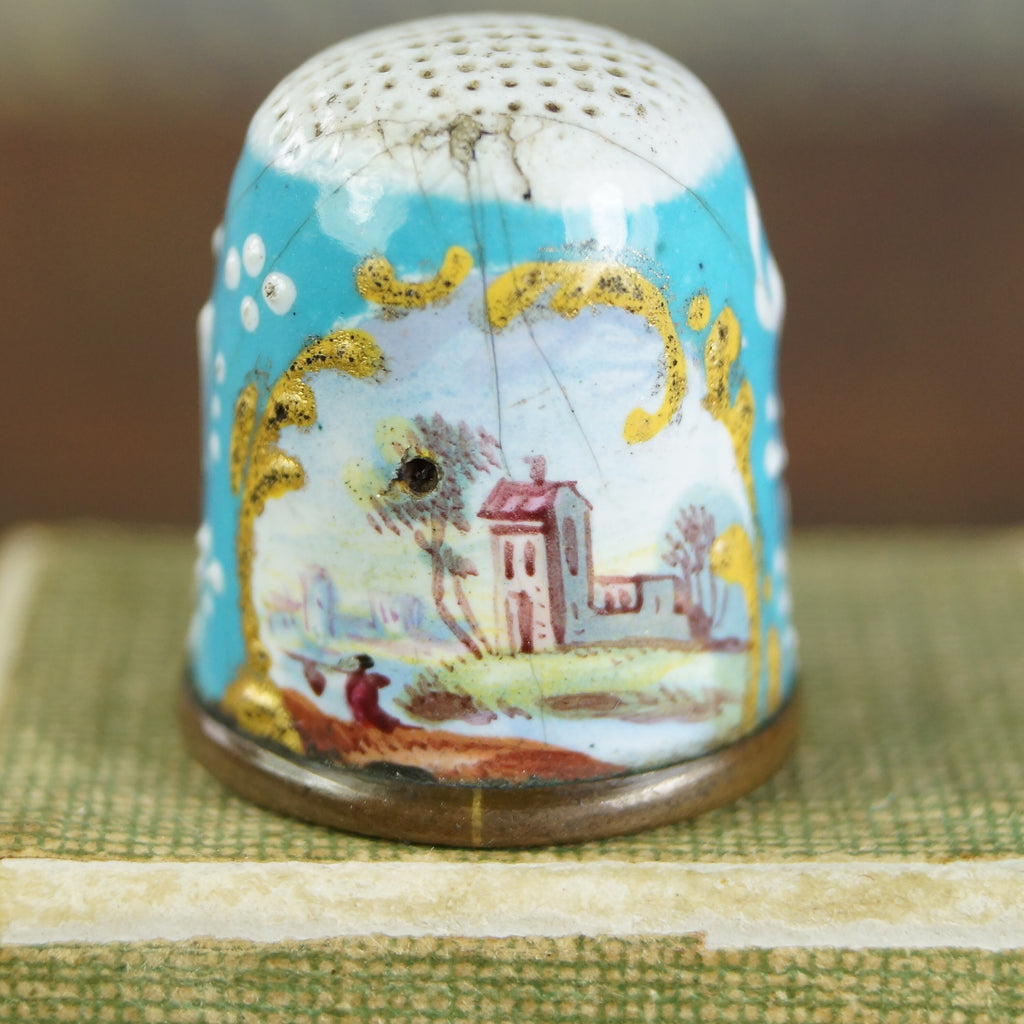 Antique English Enamel Thimble Circa 1780's Georgian George III Period