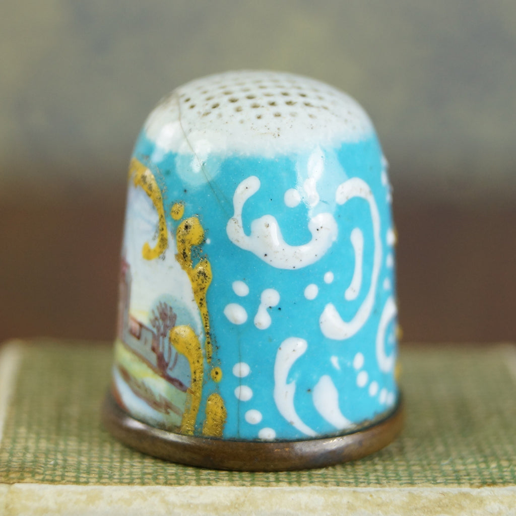 Antique English Enamel Thimble Circa 1780's Georgian George III Period