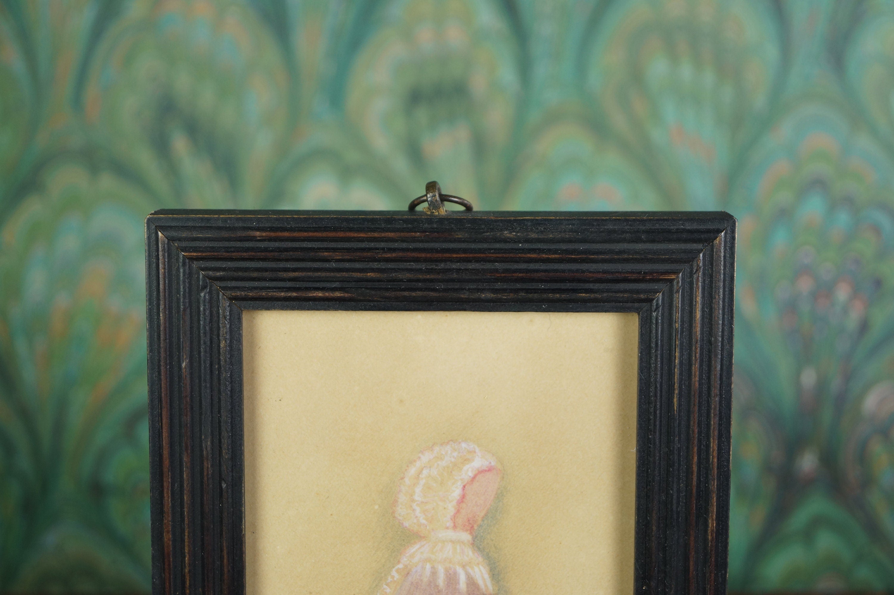 Antique English Portrait Miniature Painting of a Little Girl Circa 1880