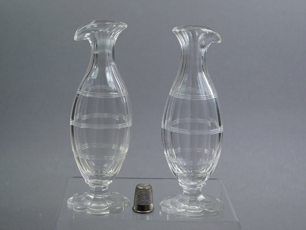 18th Century Miniature Pair Cut Glass Vases Georgian Circa 1780