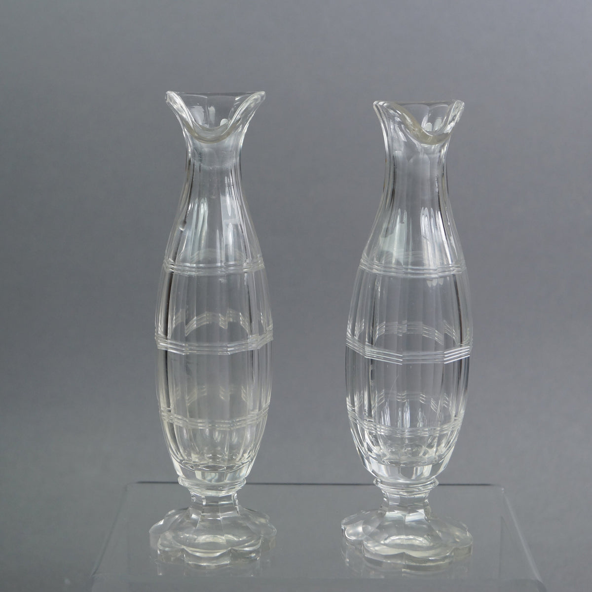 18th Century Miniature Pair Cut Glass Vases Georgian Circa 1780