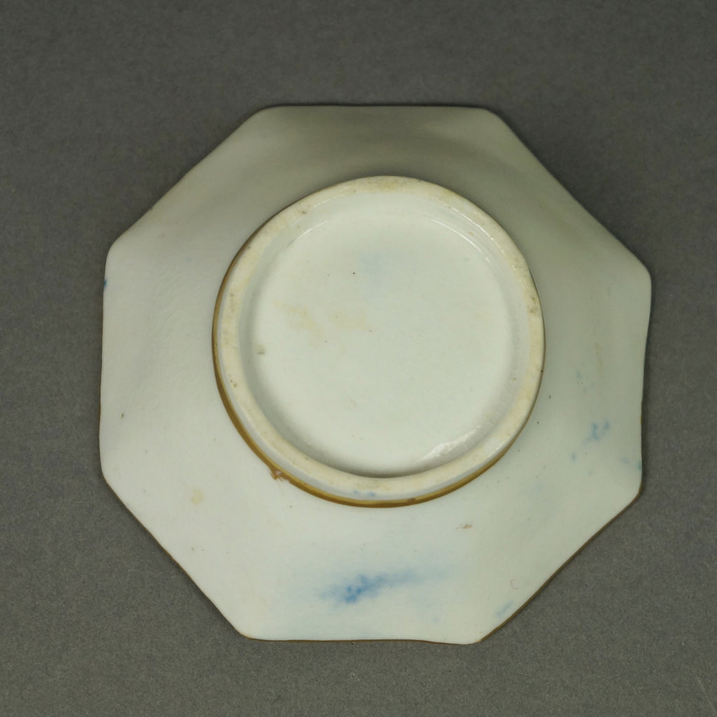 Miniature Doll Bowl Floral Cobalt Blue Coalport Porcelain English Circa 1820 Regency Era AF
