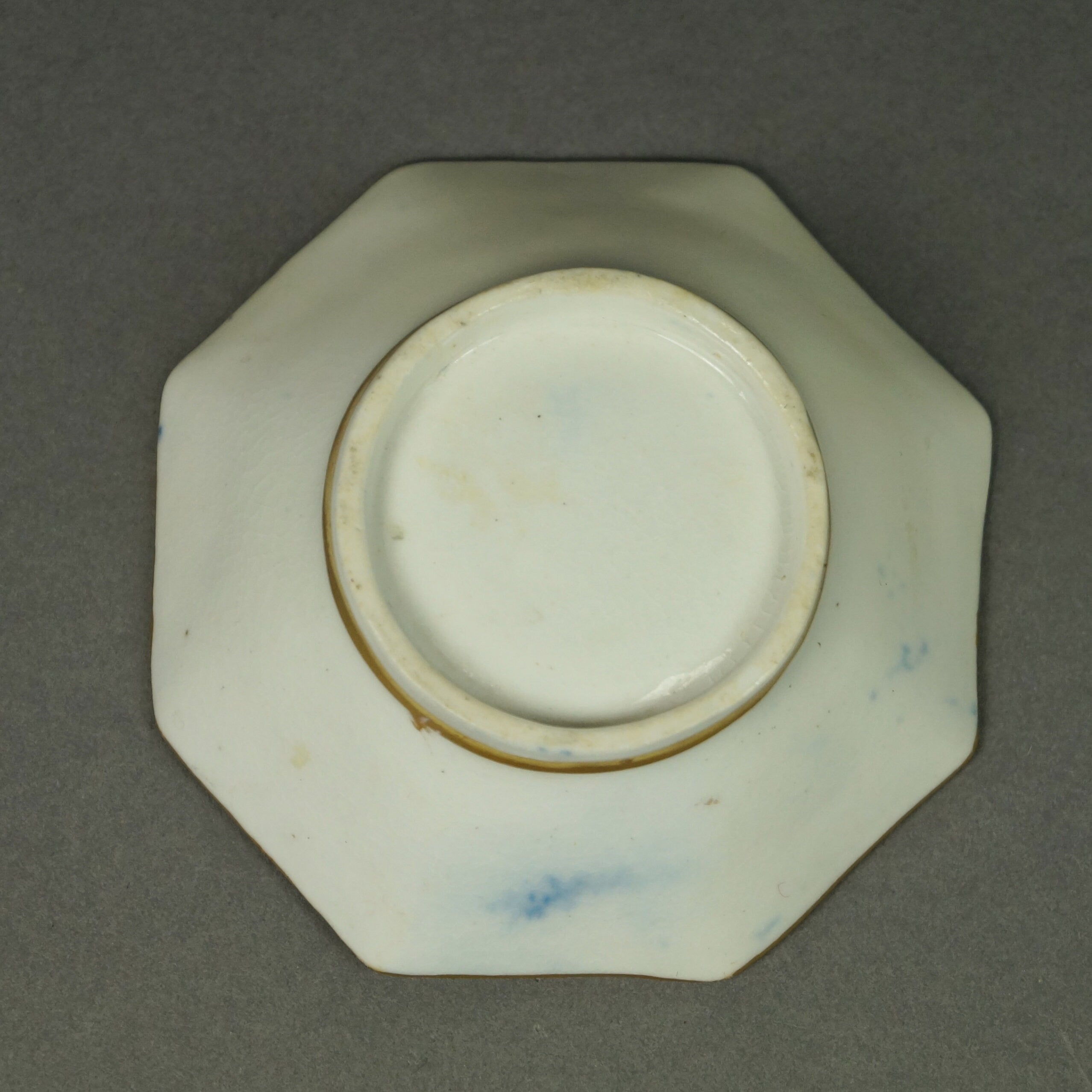 Miniature Doll Bowl Floral Cobalt Blue Coalport Porcelain English Circa 1820 Regency Era AF