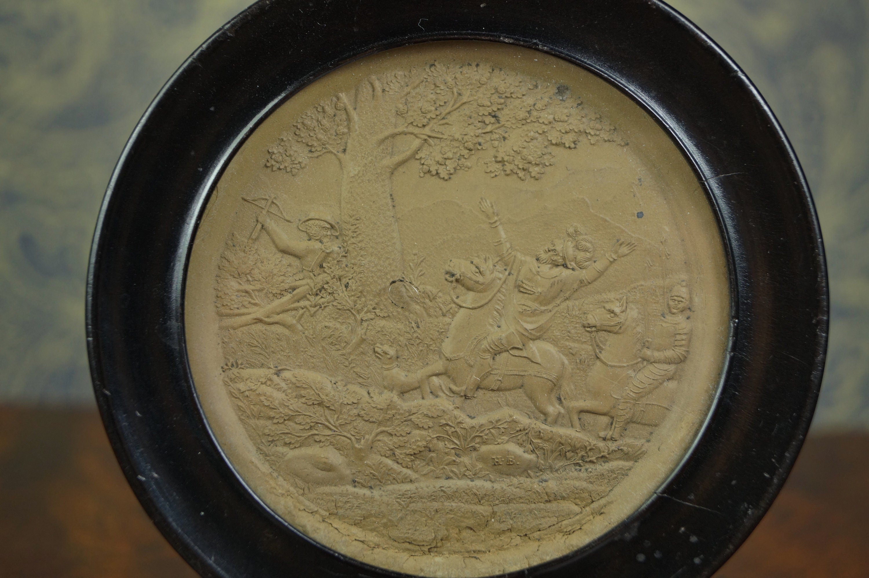 19th Century Miniature Relief Plaque The Death Of Gessler by William Tell Circa 1820