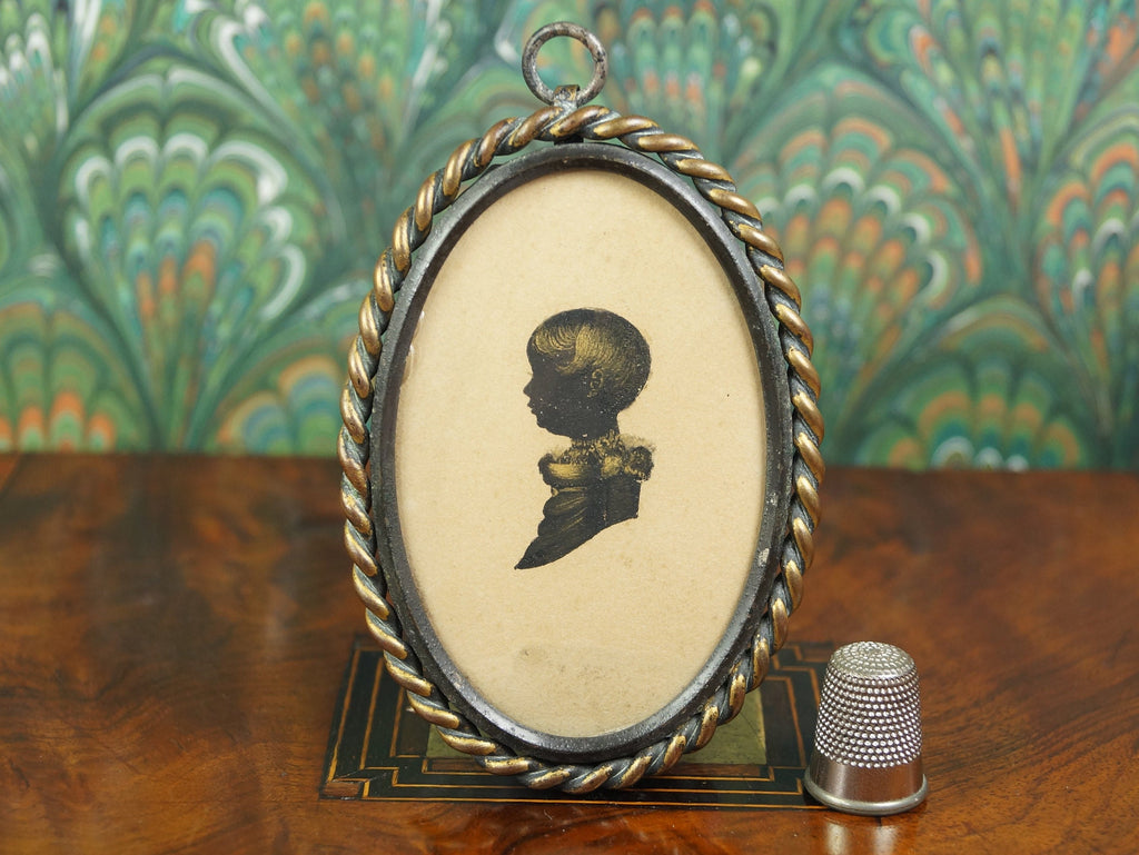 Antique 19th Century Child Portrait Silhouette Physiognotrace Victorian Frame Circa 1800