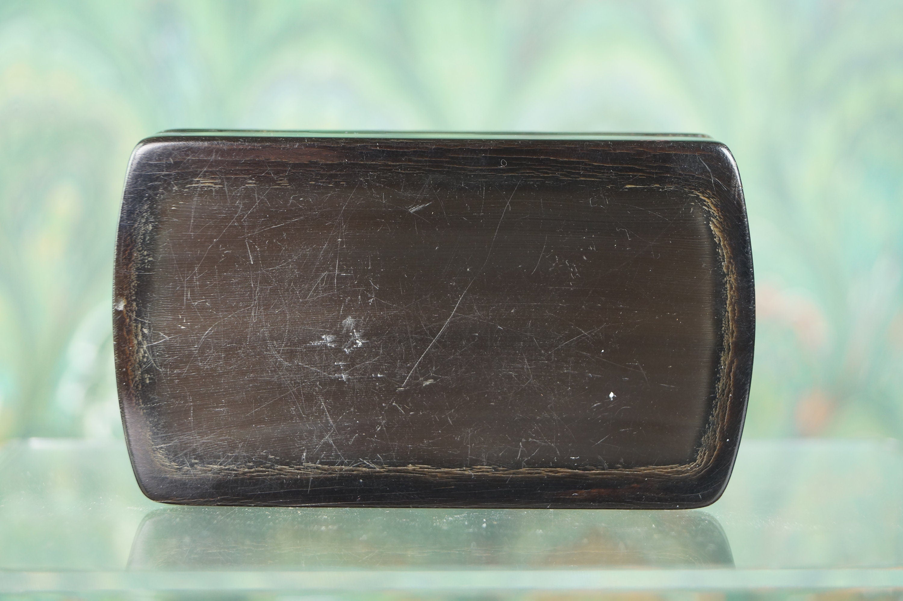 Antique 19th Century Pressed Horn Snuff Box Floral Design C 1830