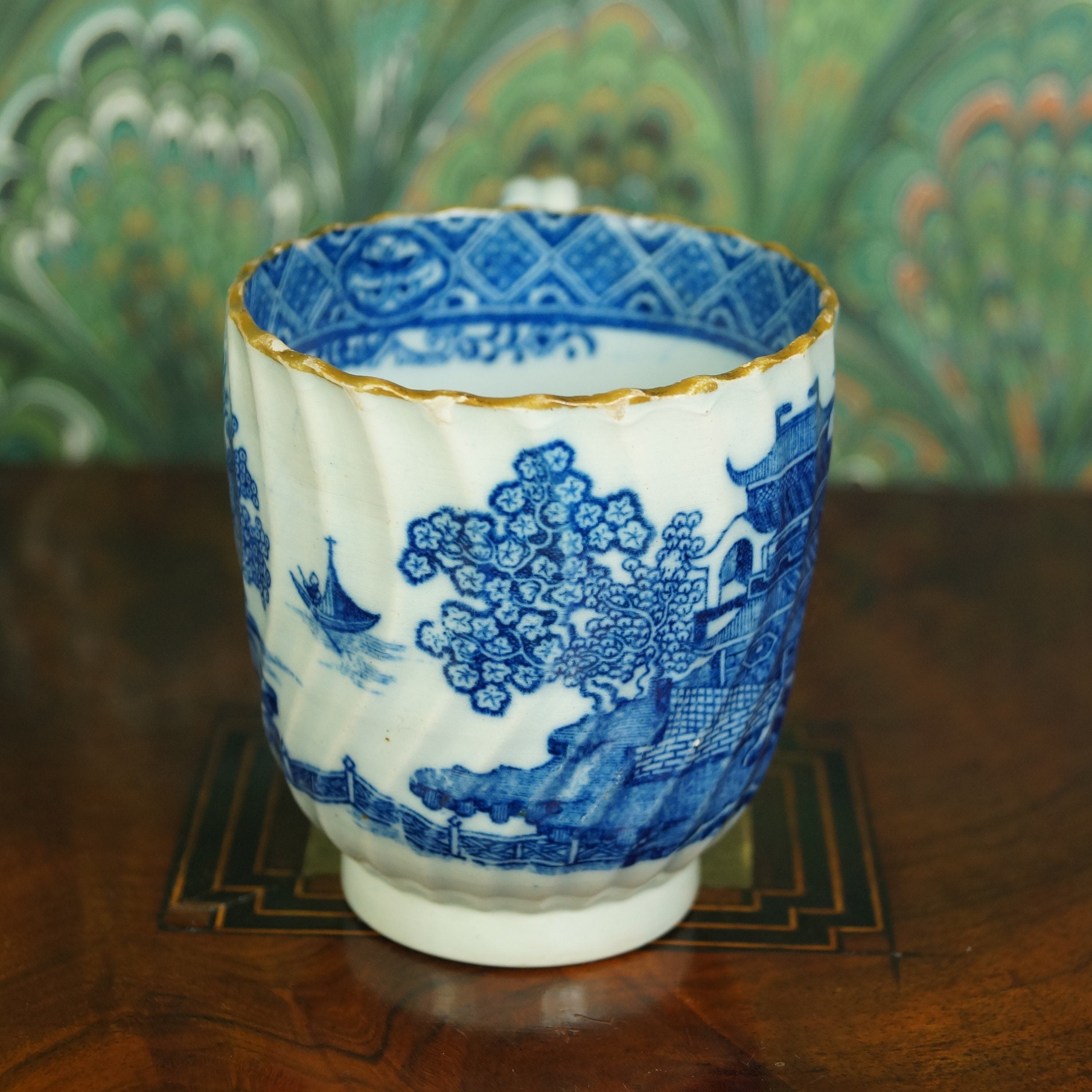 Coffee Cup Blue and White Transferware Pearlware English With Provenance Circa 1810 AF