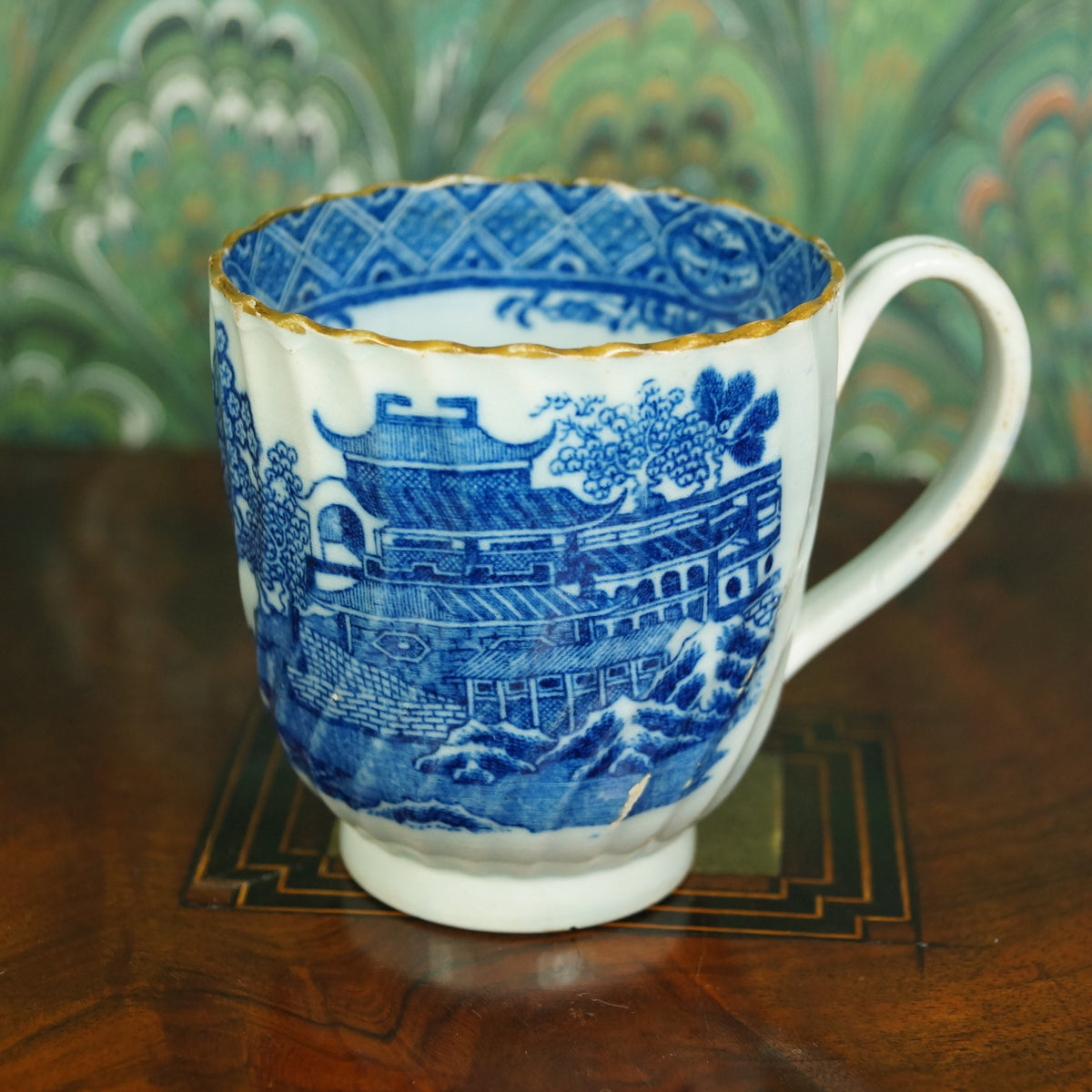 Coffee Cup Blue and White Transferware Pearlware English With Provenance Circa 1810 AF