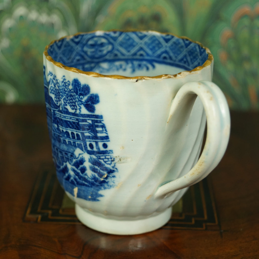 Coffee Cup Blue and White Transferware Pearlware English With Provenance Circa 1810 AF