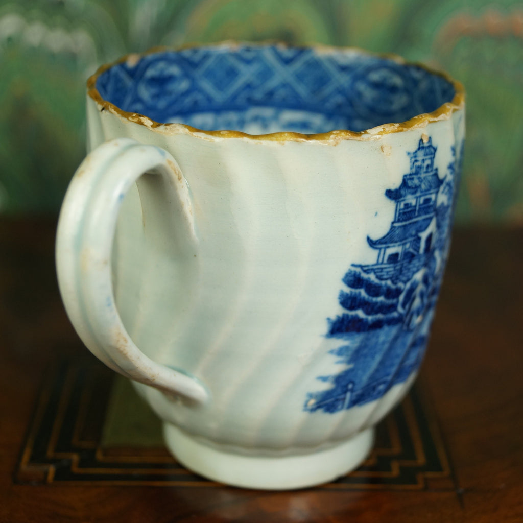 Coffee Cup Blue and White Transferware Pearlware English With Provenance Circa 1810 AF