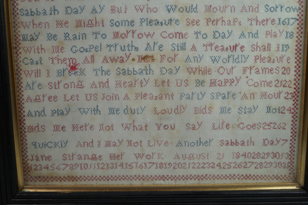 Victorian Sampler by Jane Strange 1840 Quirky
