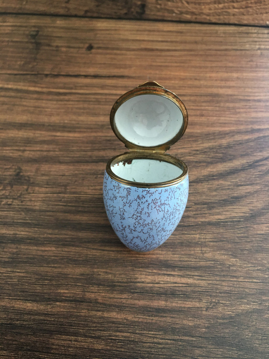 Antique Bilston Enamel Egg Bonbonniere Blue Trinket Box Circa 1780