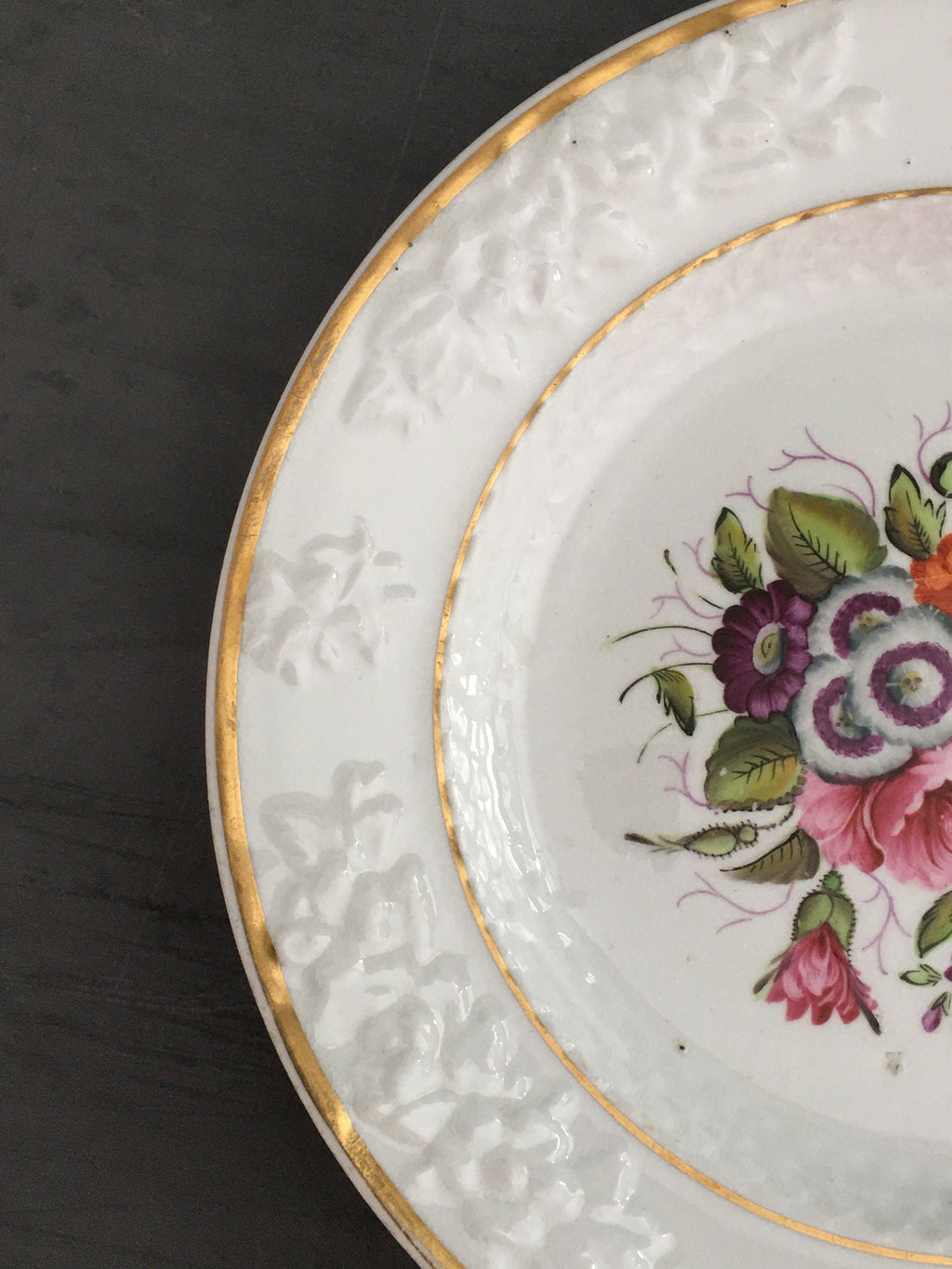 Antique Flower Plate Hand Painted Floral English Circa 1820