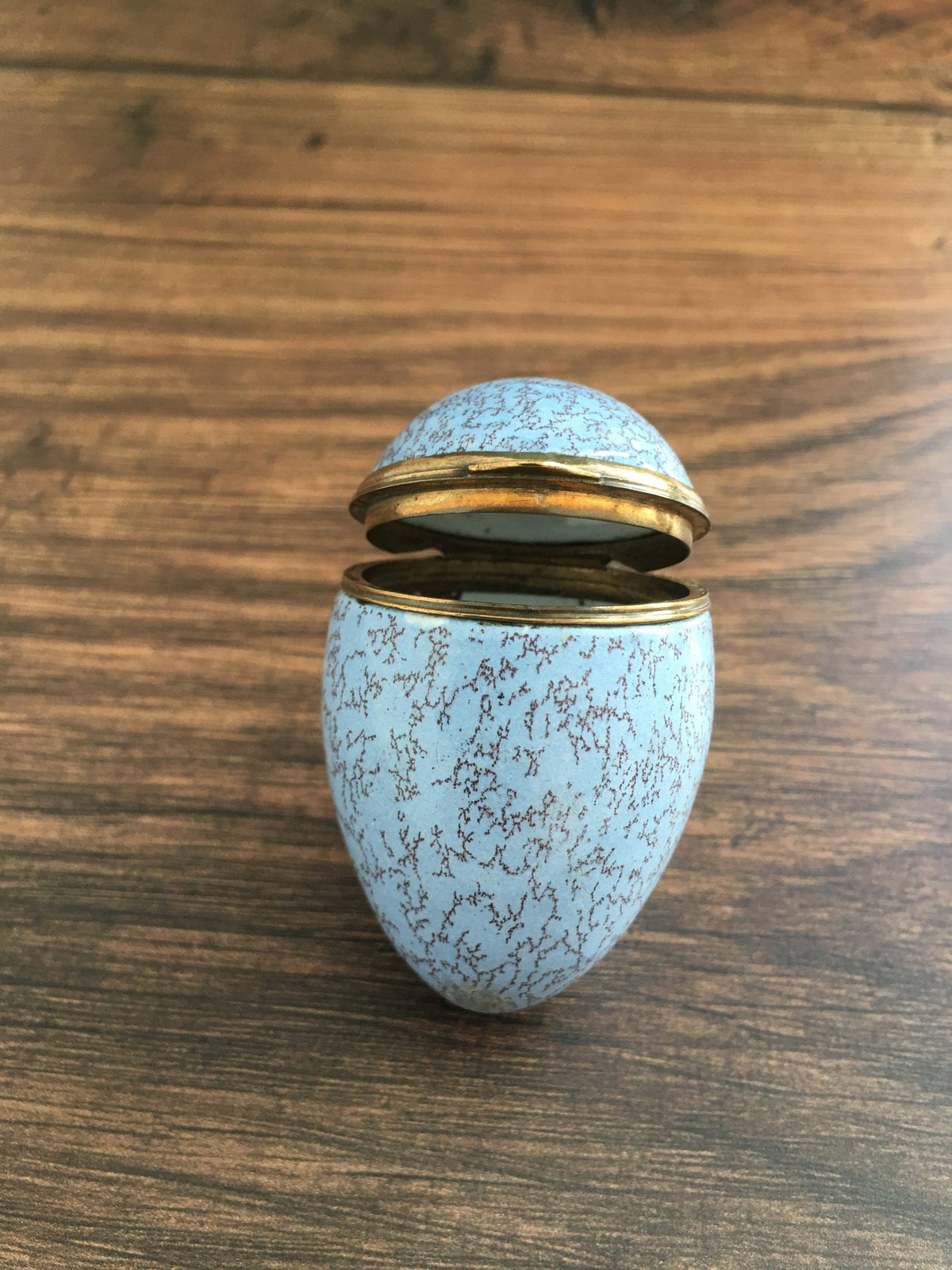 Antique Bilston Enamel Egg Bonbonniere Blue Trinket Box Circa 1780