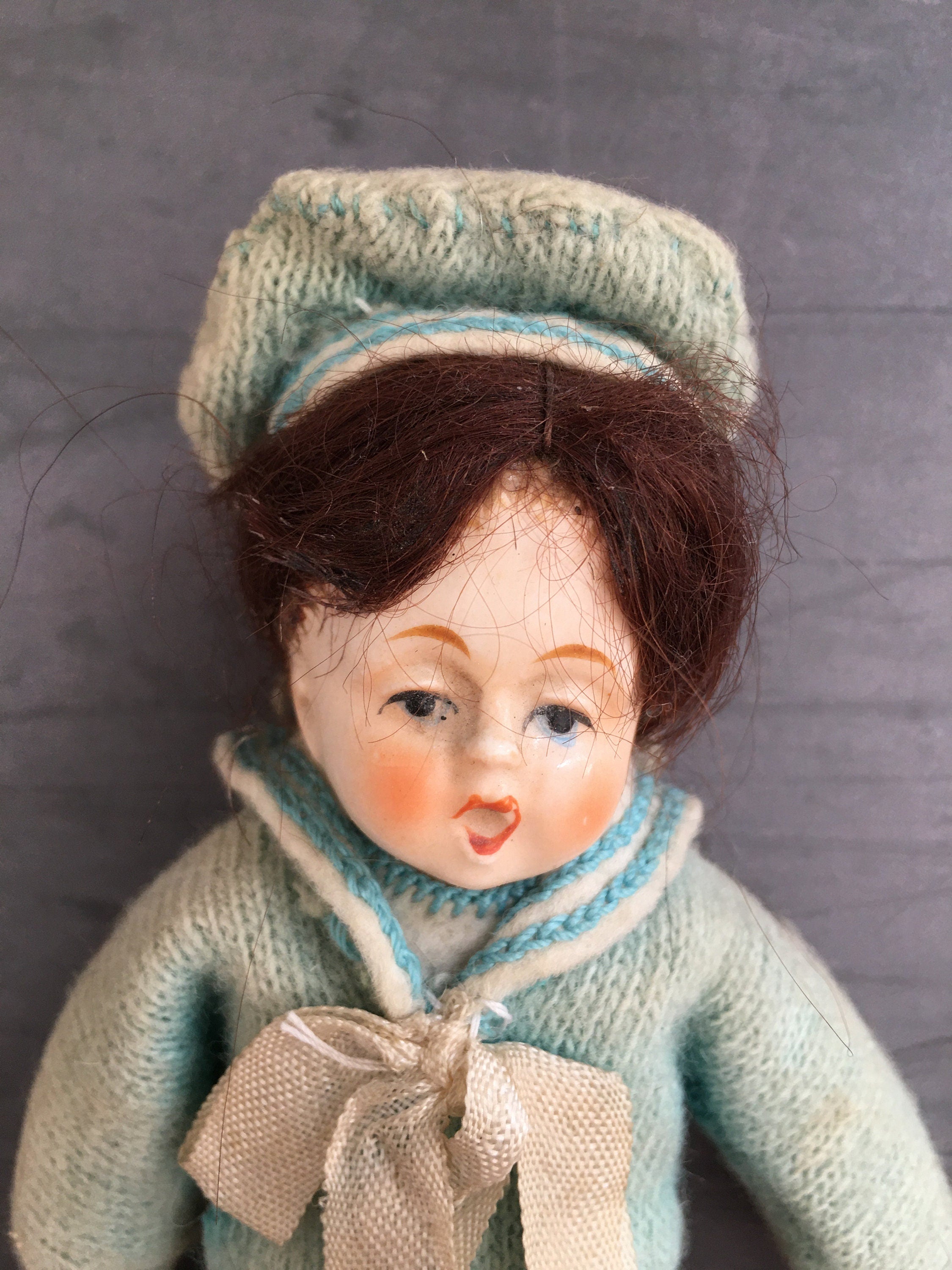 Vintage Original 1920s Miniature Composition Sailor Doll Hummel Goebel Lenci Style