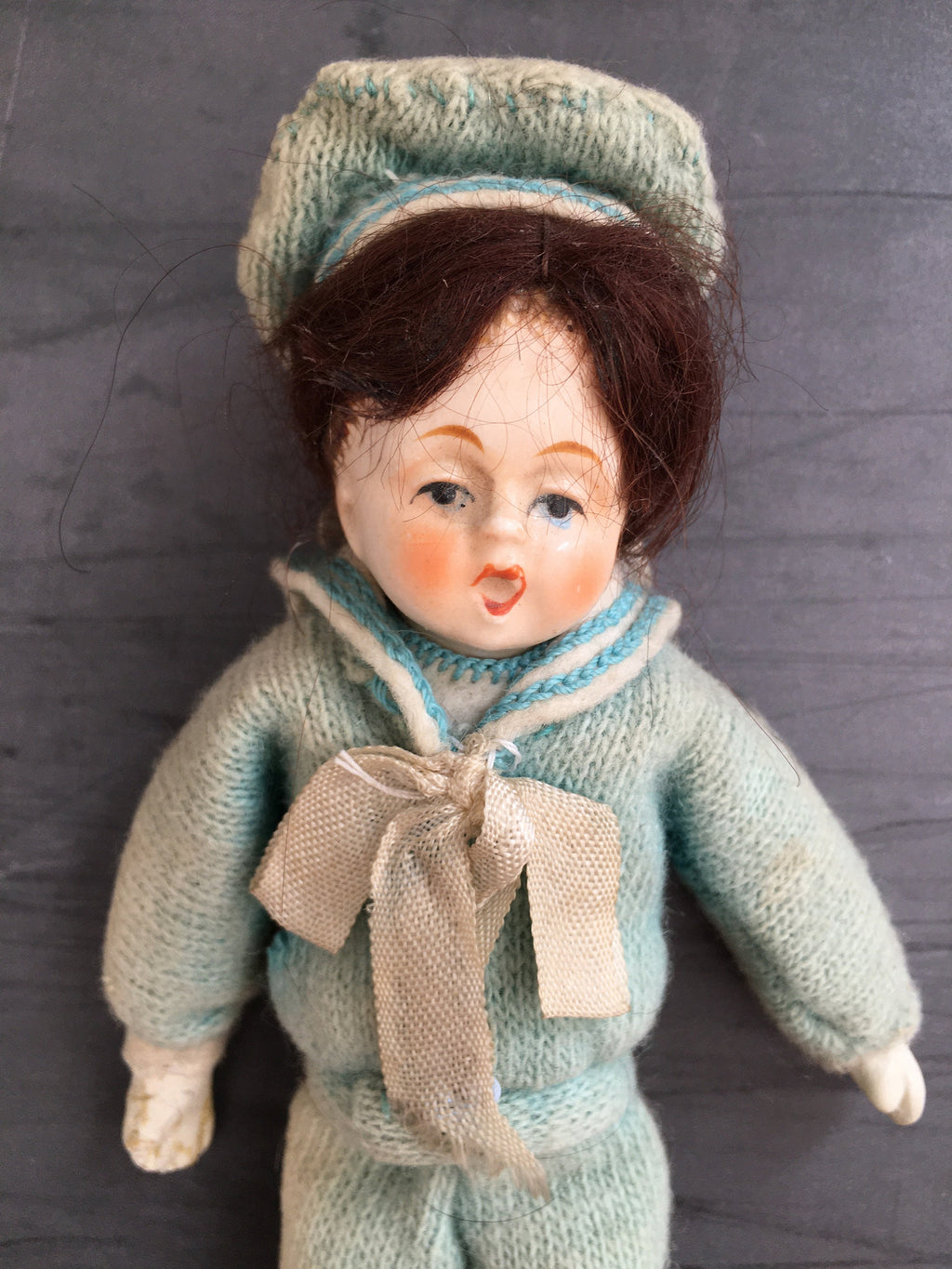 Vintage Original 1920s Miniature Composition Sailor Doll Hummel Goebel Lenci Style