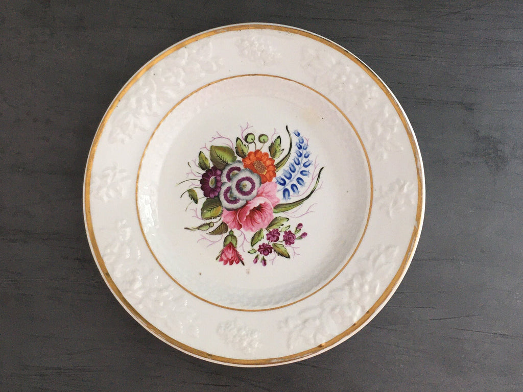 Antique Flower Plate Hand Painted Floral English Circa 1820