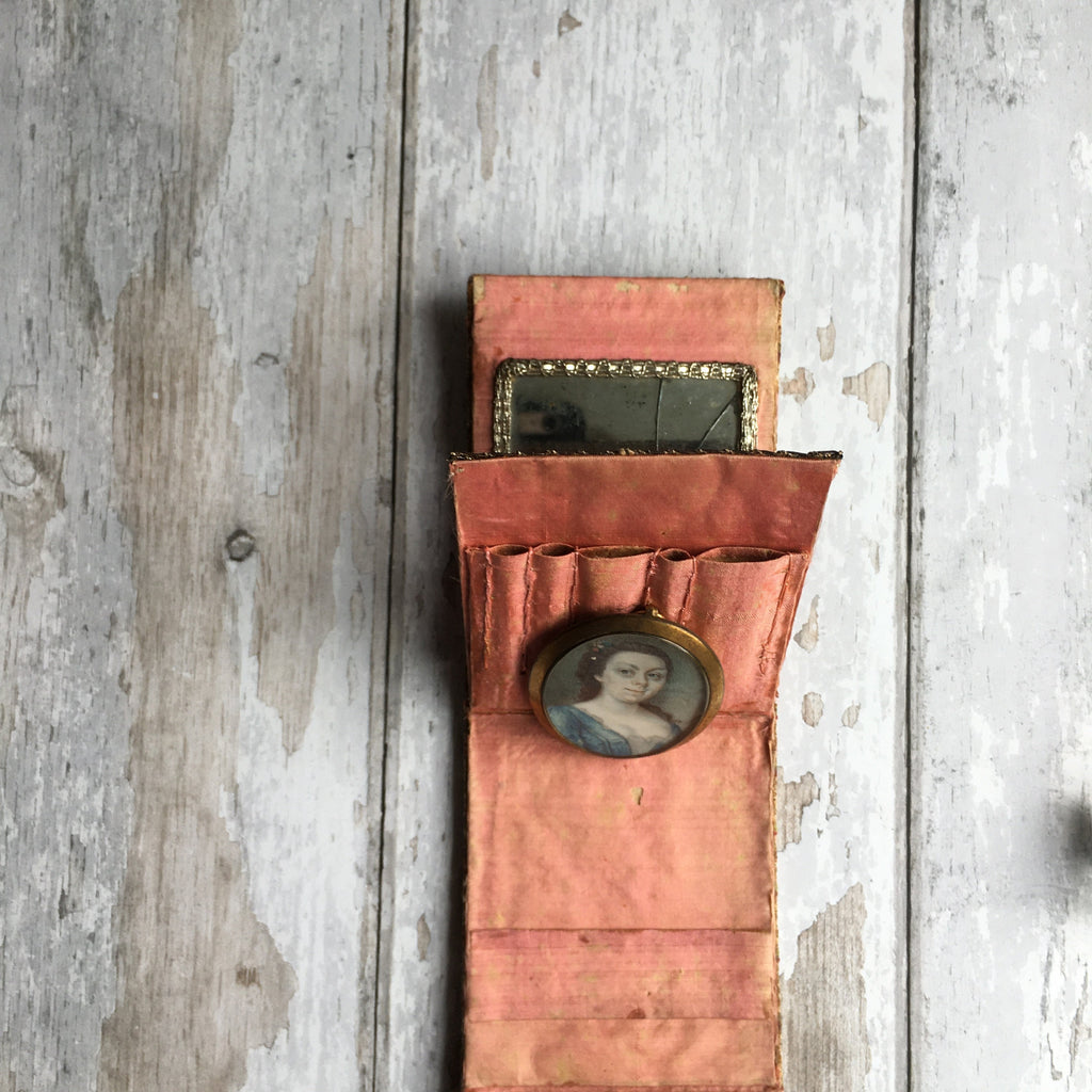 Antique Georgian Velvet Sewing Etui 18th Century Pocketbook