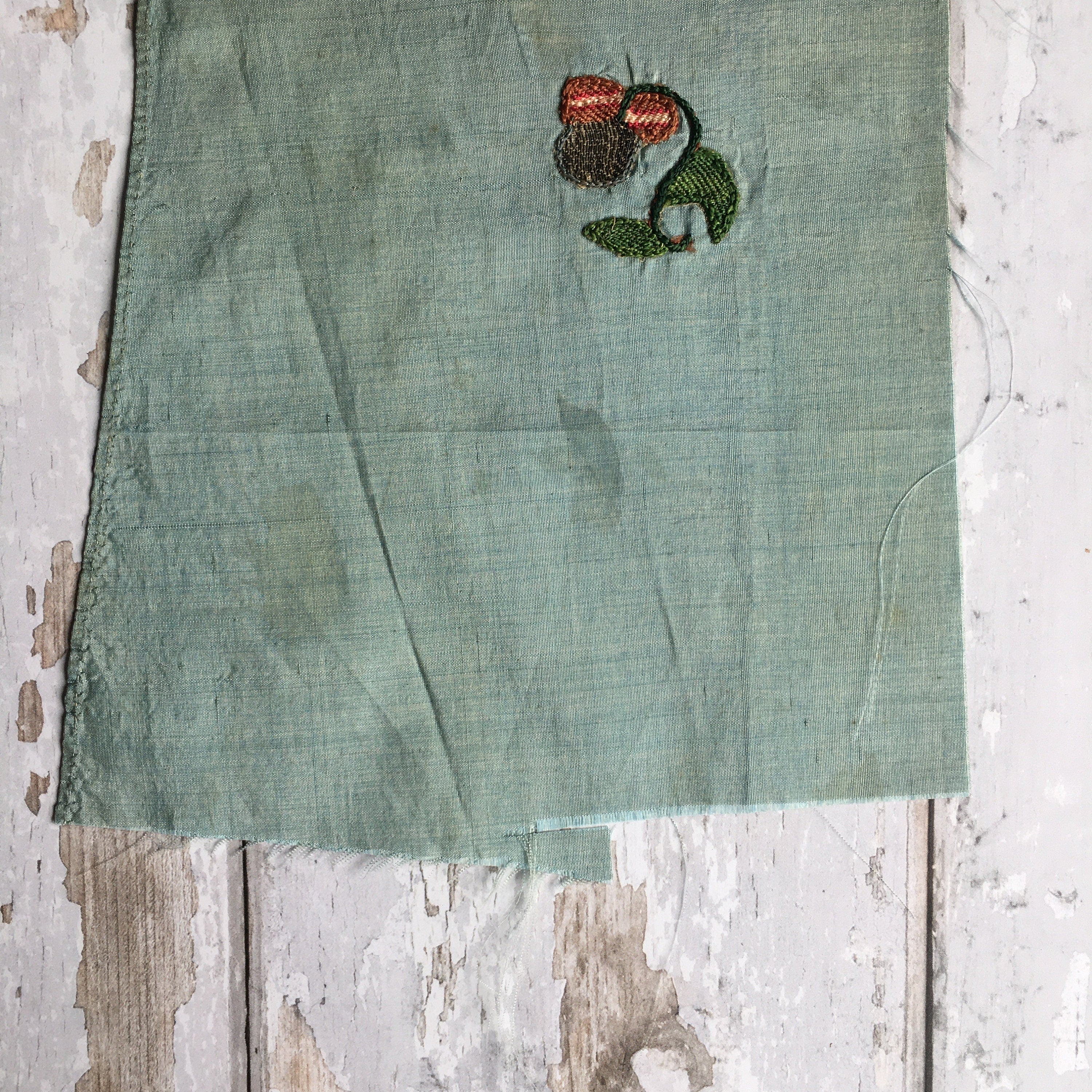 18th Century Silk Apron Fragment C 1730 AF