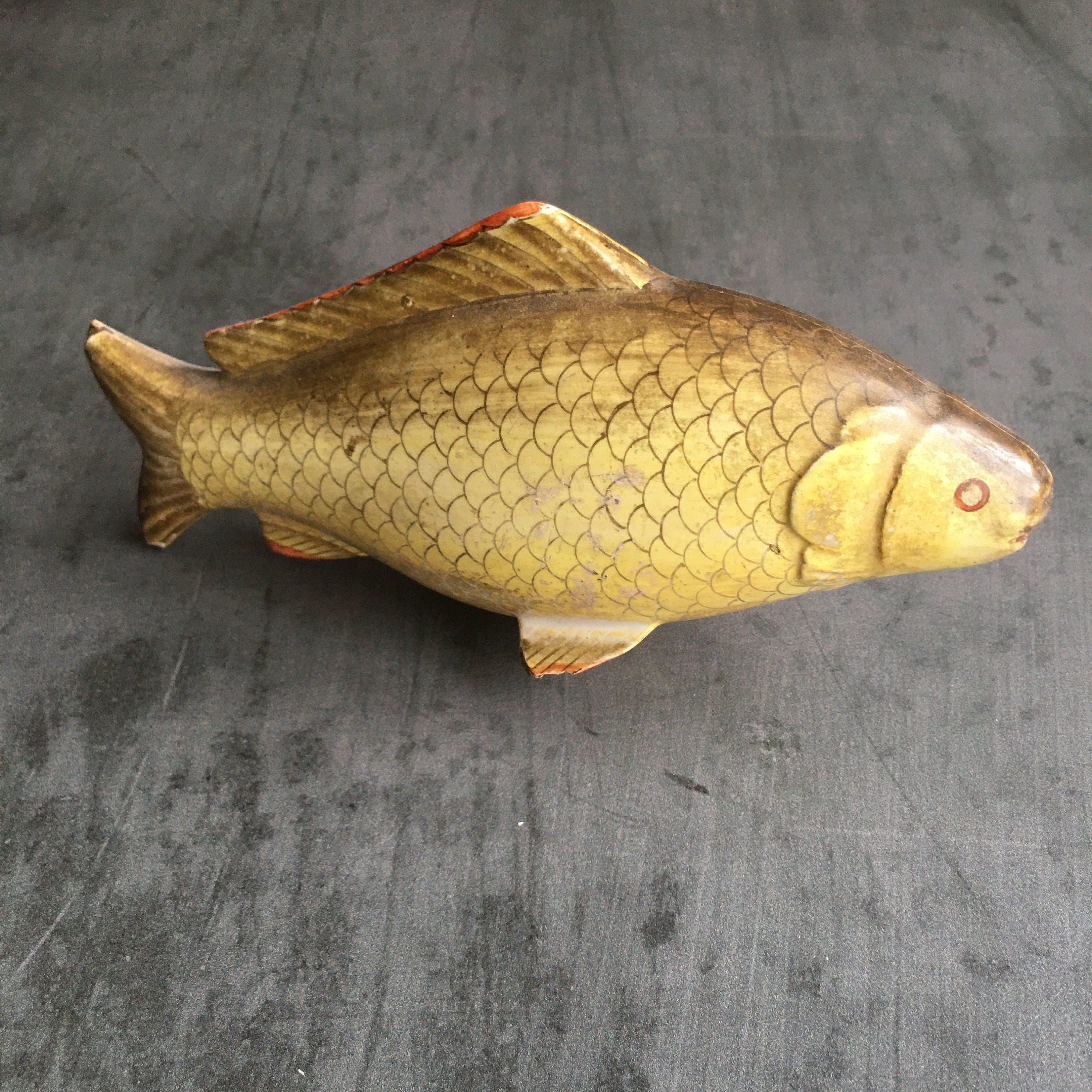19th Century Fish Porcelain Carp Circa 1900 Fishing Angling Fisherman