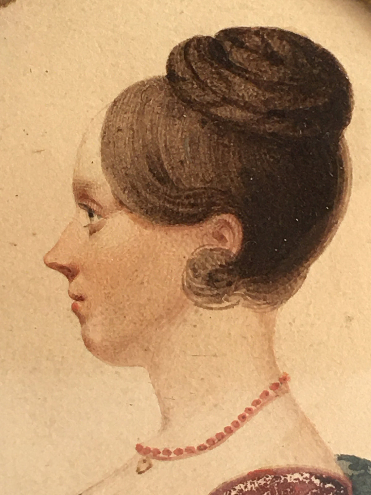 19th Century Portrait Miniature Regency Lady Painting Red Dress Circa 1820
