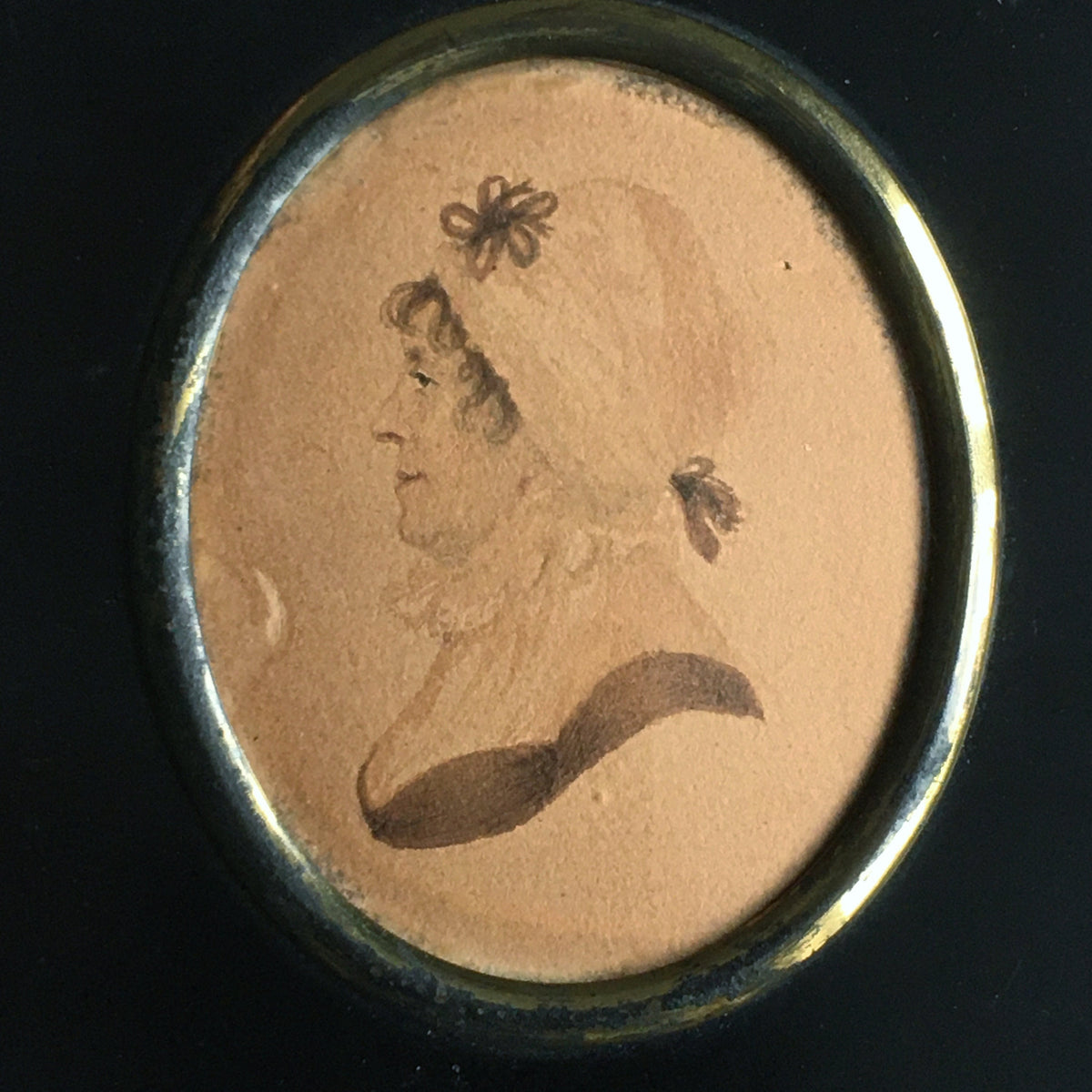 Antique English Portrait Miniature Profile Lady Jane Austen Era C 1810