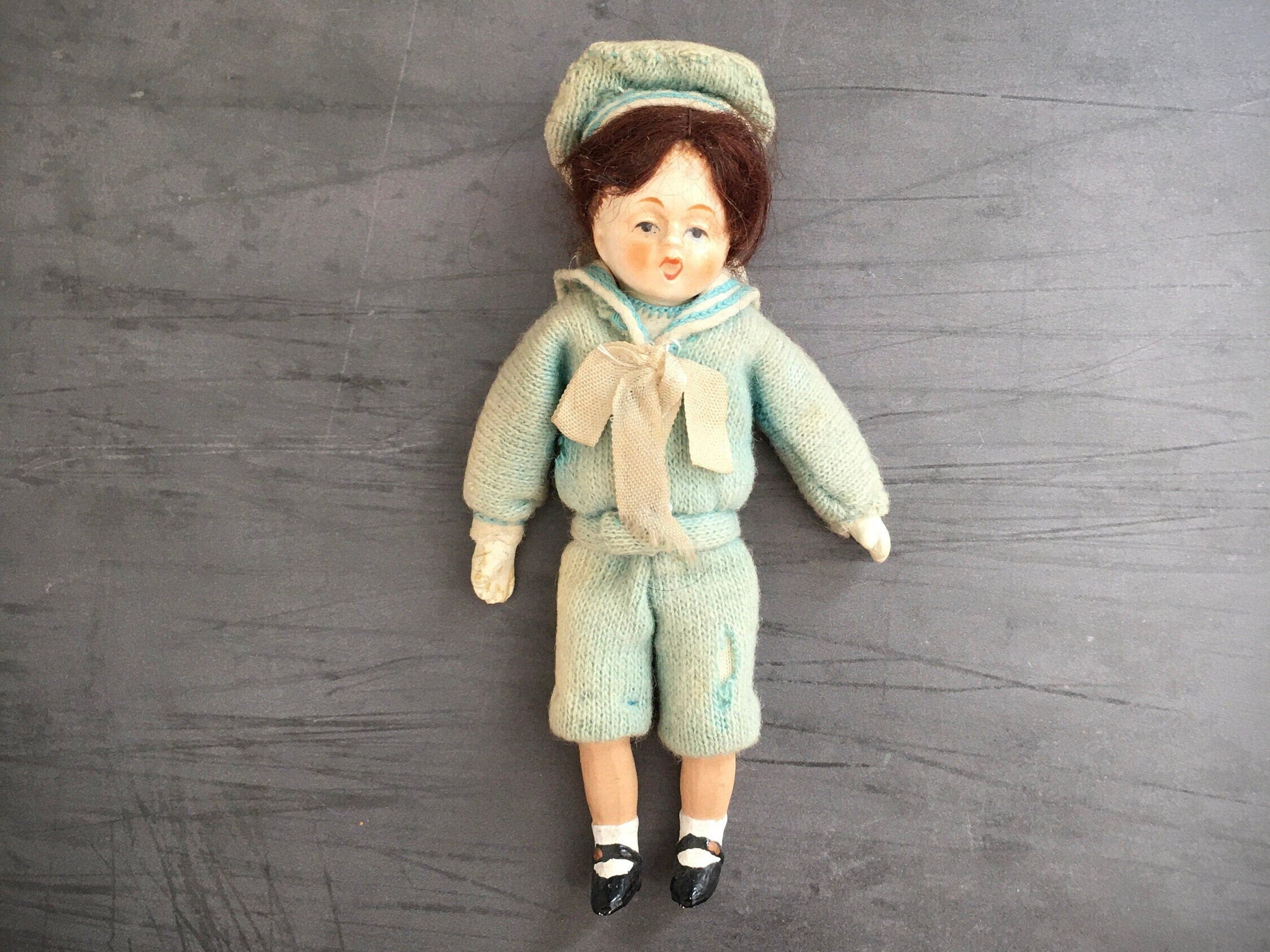 Vintage Original 1920s Miniature Composition Sailor Doll Hummel Goebel Lenci Style