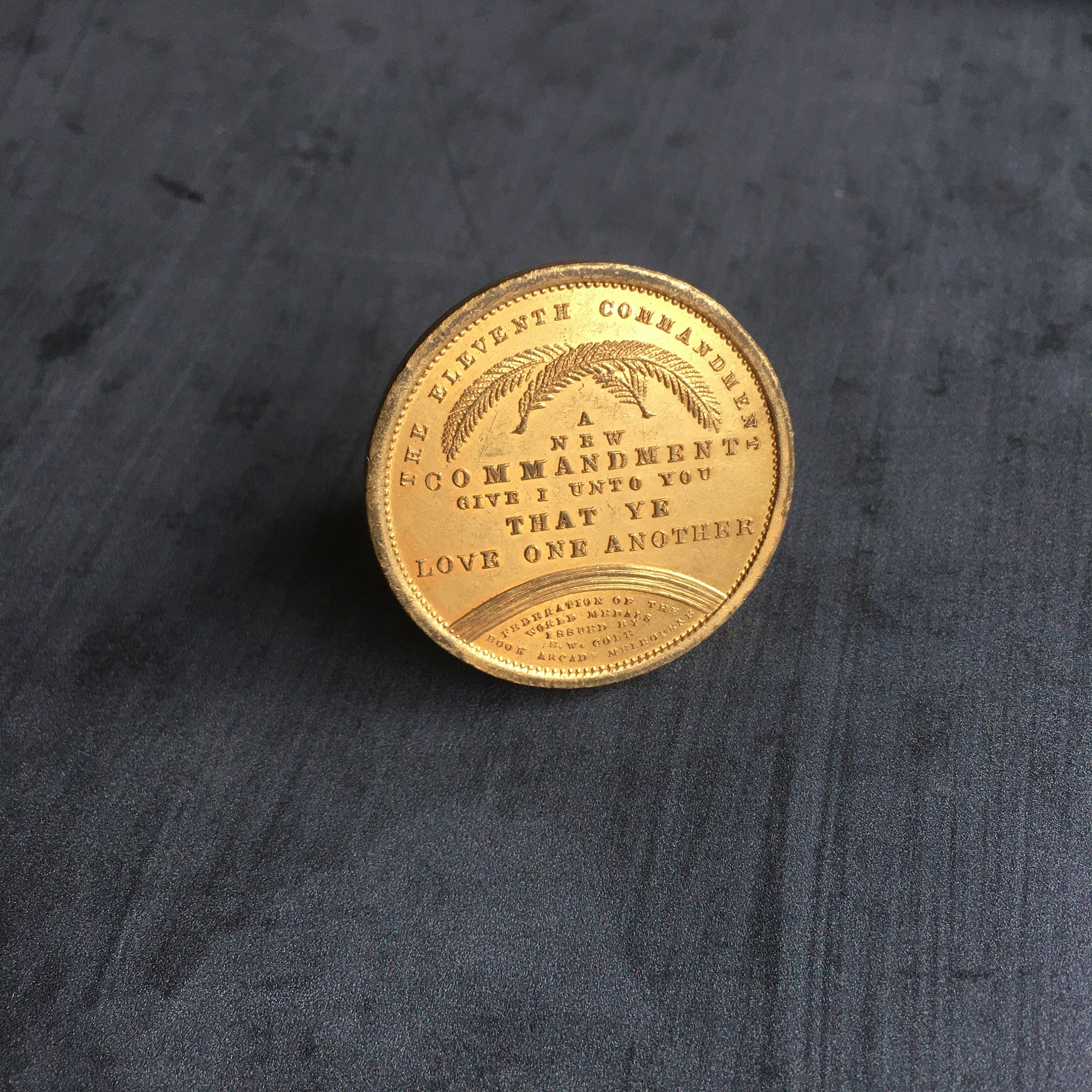 Antique Australian Gilt Bronze Medal E W Cole Circa 1885