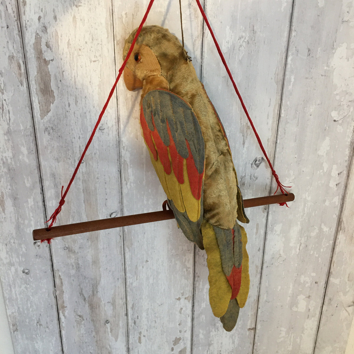 Merrythought Toy Parrot On Perch 1950s English