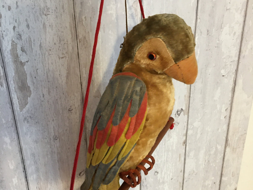 Merrythought Toy Parrot On Perch 1950s English